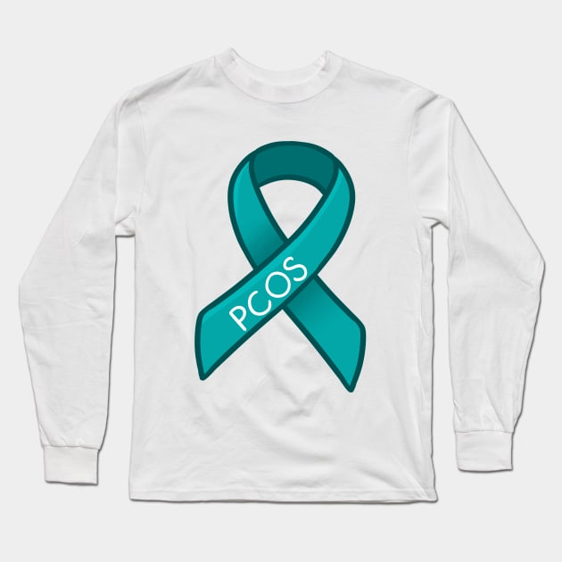 PCOS Awareness Ribbon Long Sleeve T-Shirt by leashonlife